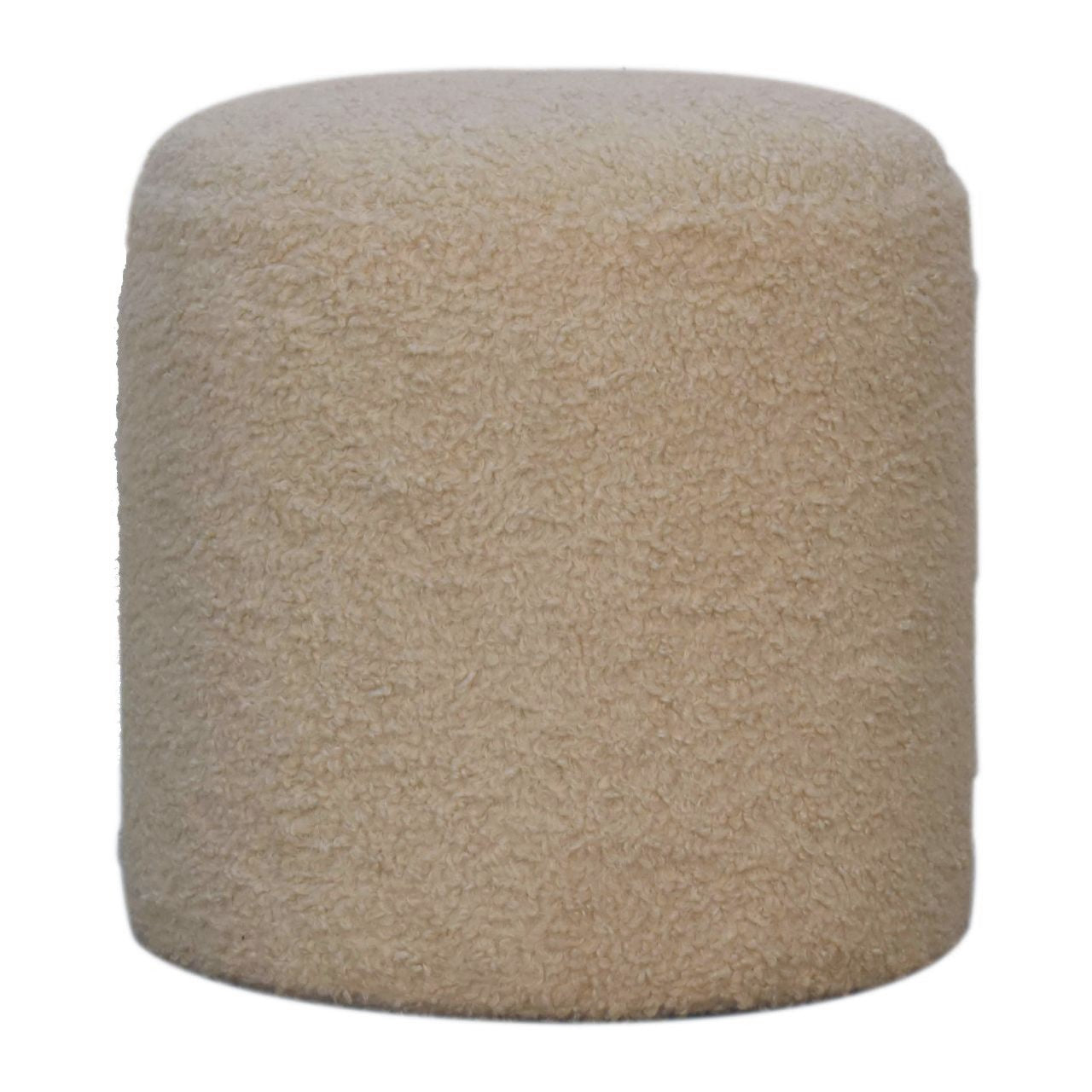 Luxurious Cream Textured Round Footstool