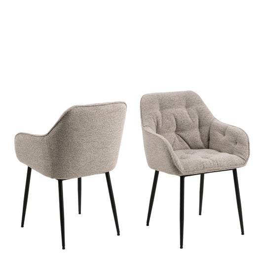 Ayla Dining Chair with Armrest in Monza Beige Set of 2