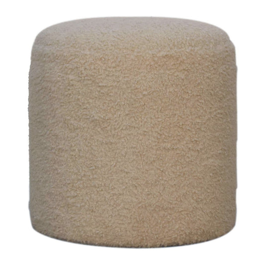 Luxurious Cream Textured Round Footstool