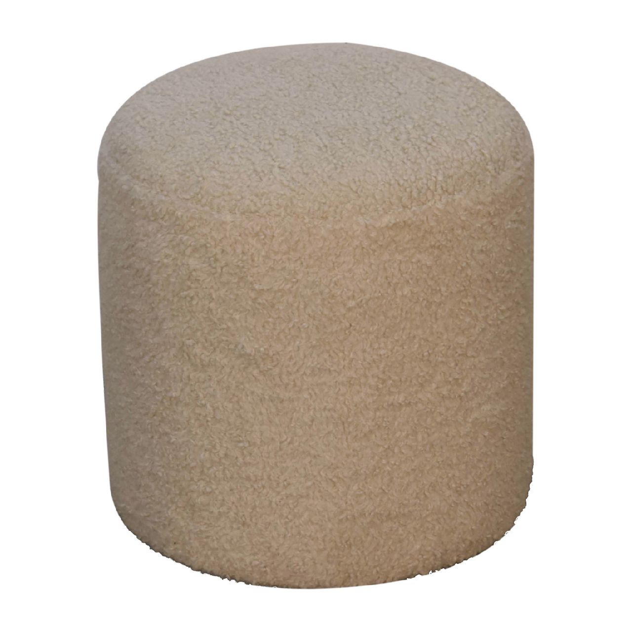 Luxurious Cream Textured Round Footstool