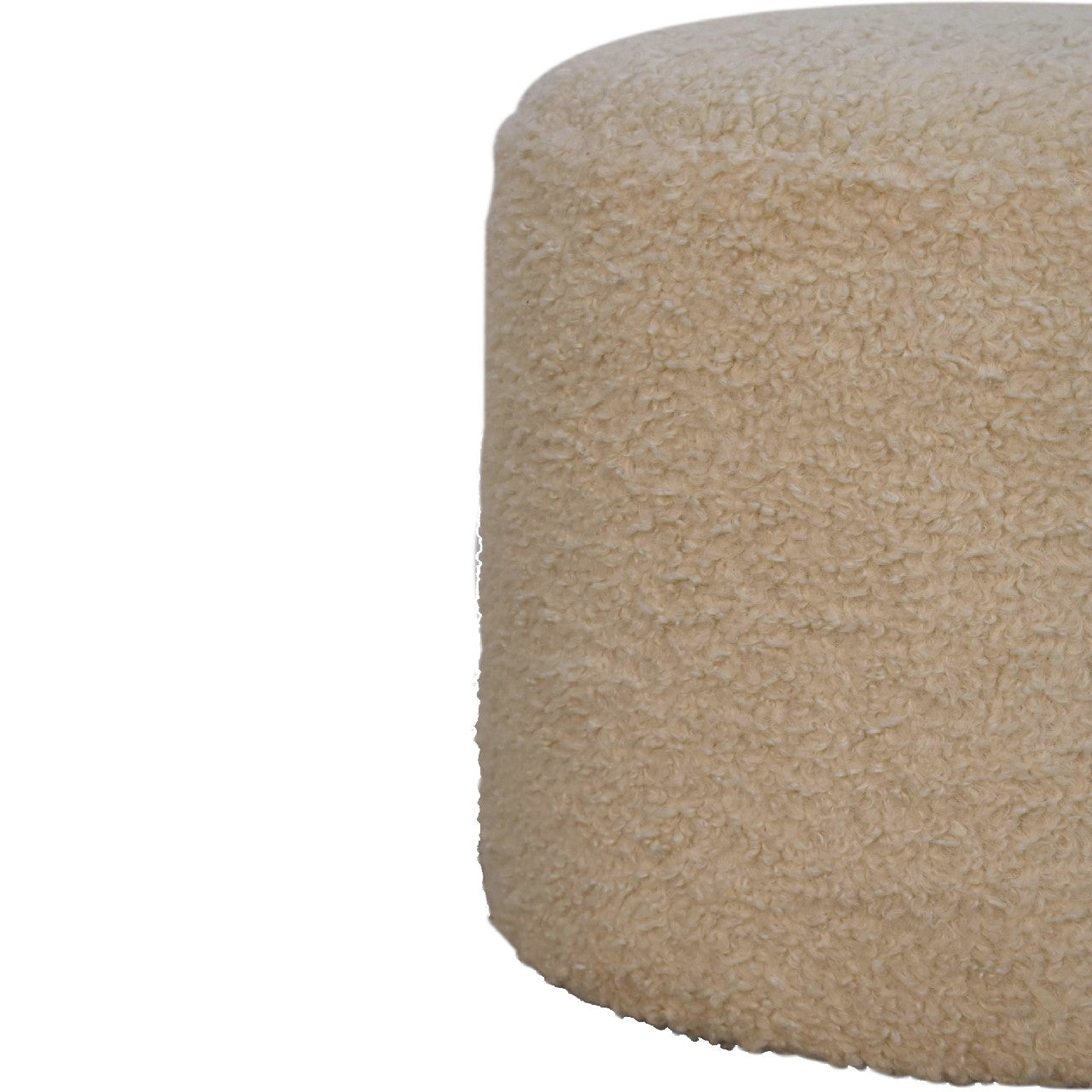 Luxurious Cream Textured Round Footstool