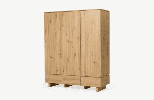 Dakota Oak Effect 3 Door 3 Drawer Triple Wardrobe