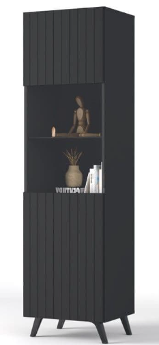 Noir Tall Matte Black Display Cabinet